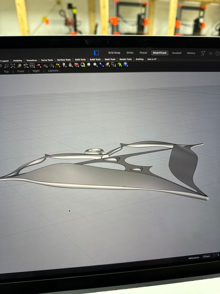 3D modeliranje v Rhinu na zaslonu