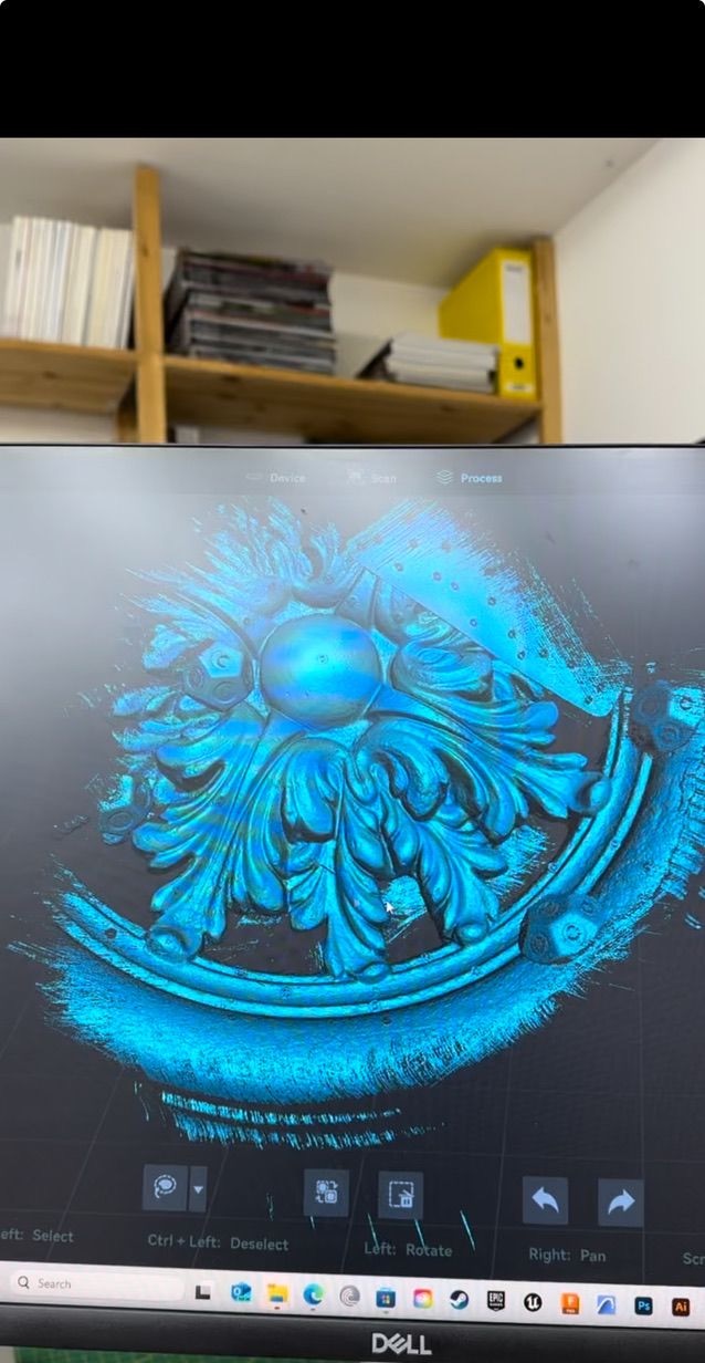 3D skeniranje detajla, prikazano na zaslonu